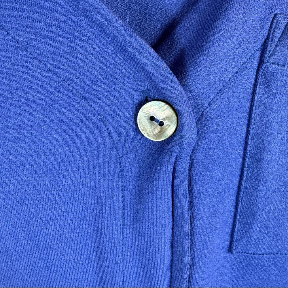 Soft Surroundings long cotton cardigan with button, bright blue, Size: M - Picture 6 of 16